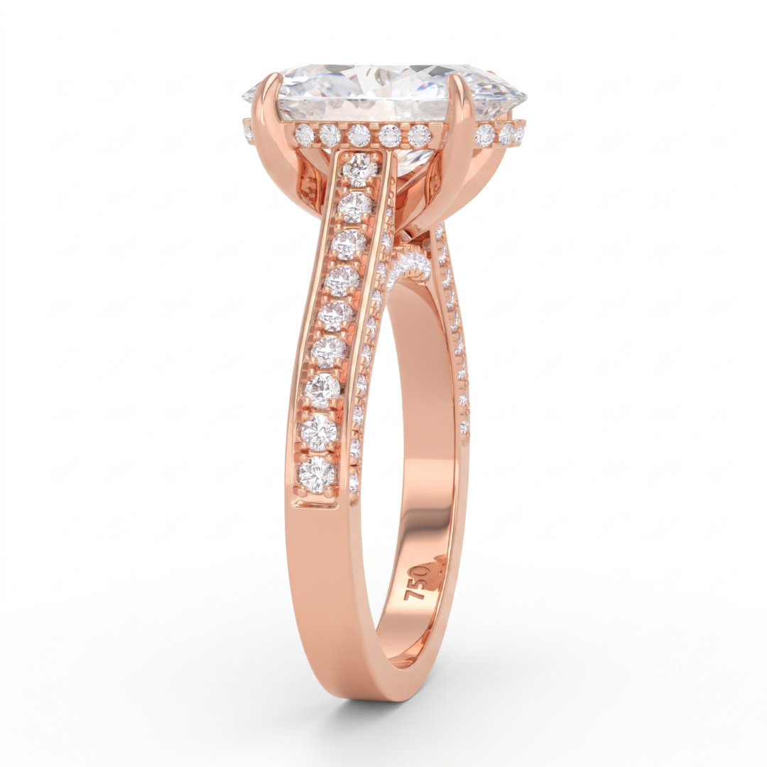 Katherine Oval Cut Engagement Ring 3D Diamond Band