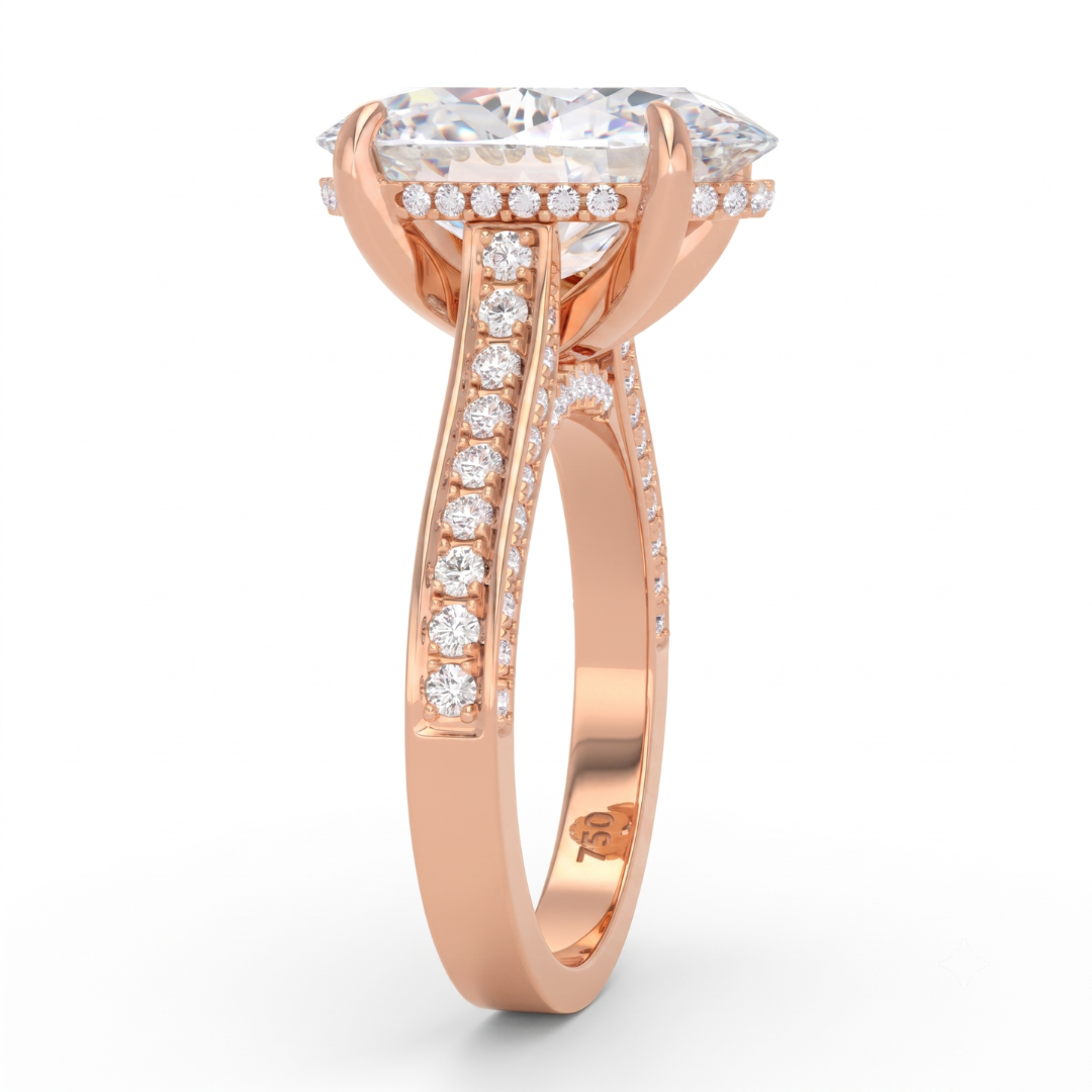 Katherine Oval Cut Engagement Ring 3D Diamond Band