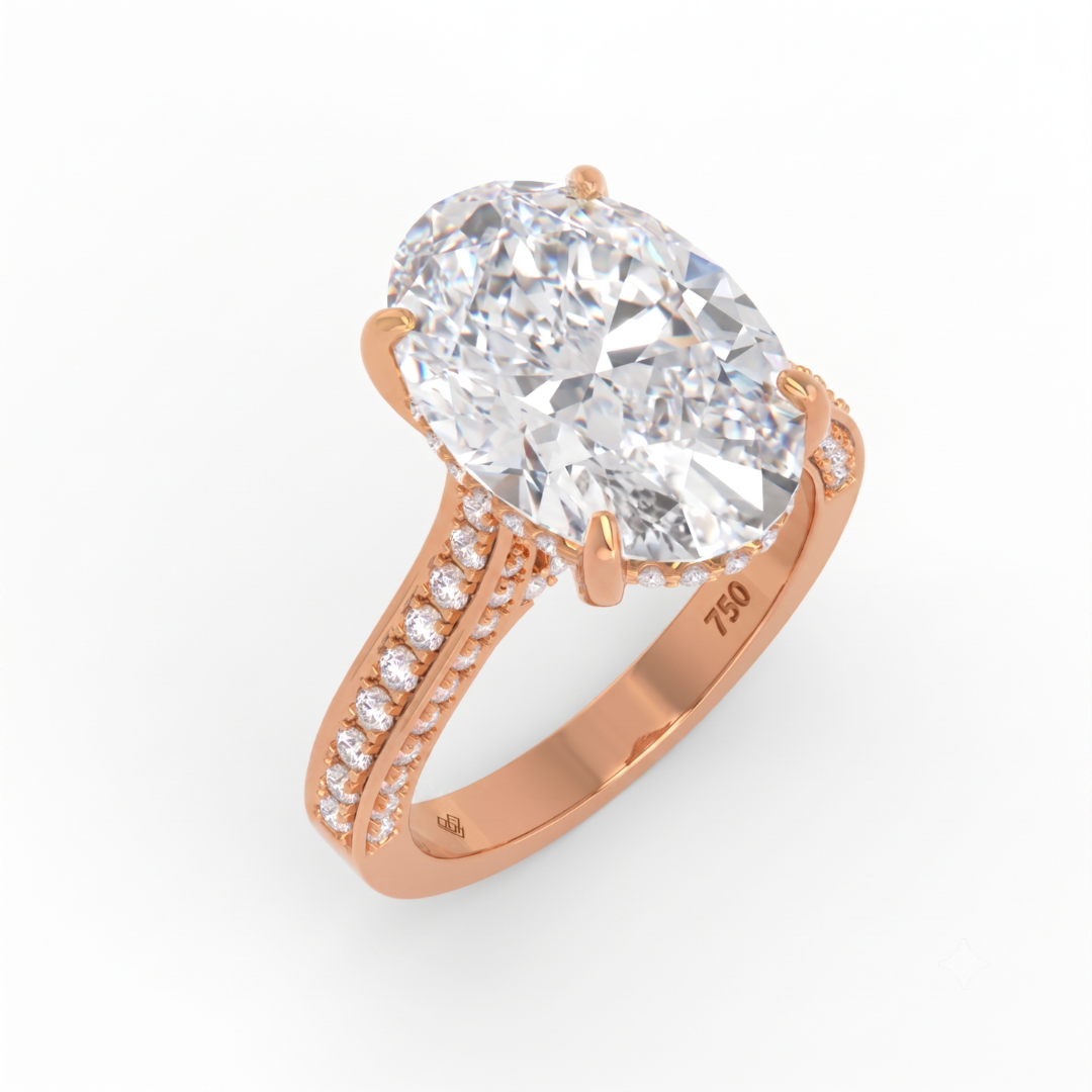Katherine Oval Cut Engagement Ring 3D Diamond Band