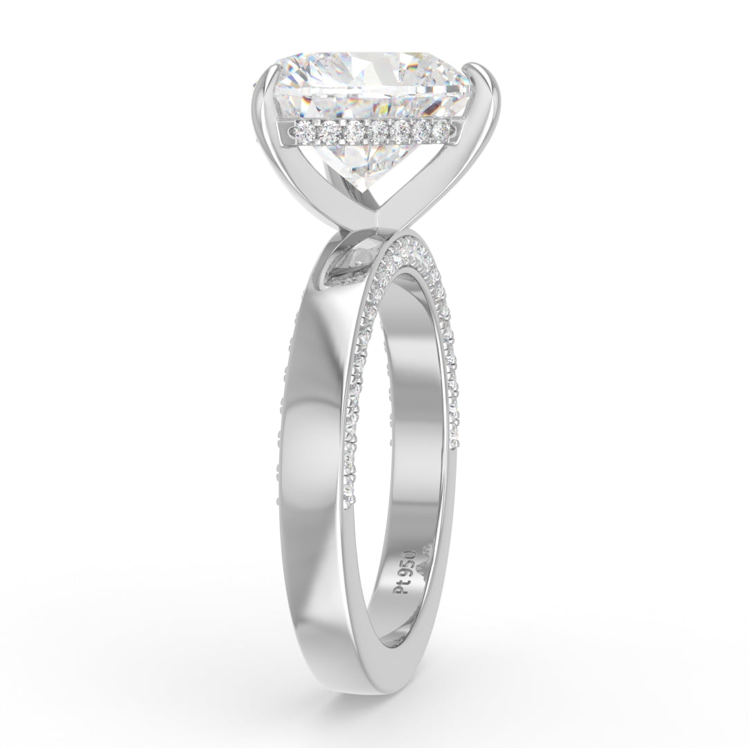 Celeste Heart cut Lab Diamond with Cigar band and half set Diamond sides & hidden halo