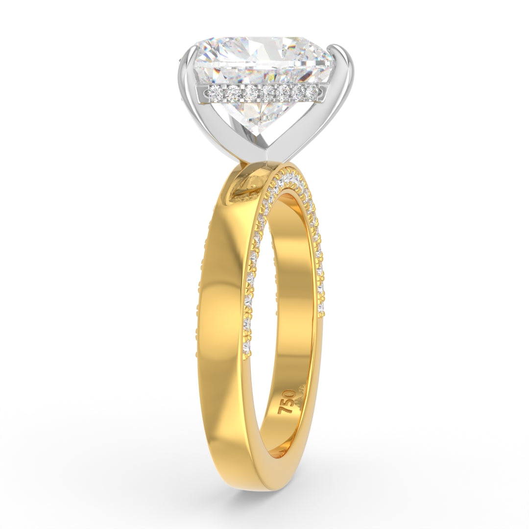 Celeste Heart cut Lab Diamond with Cigar band and half set Diamond sides & hidden halo