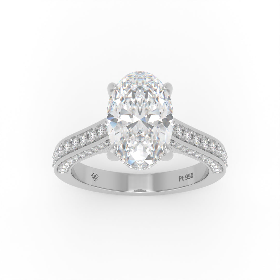 Katherine Oval Cut Engagement Ring 3D Diamond Band