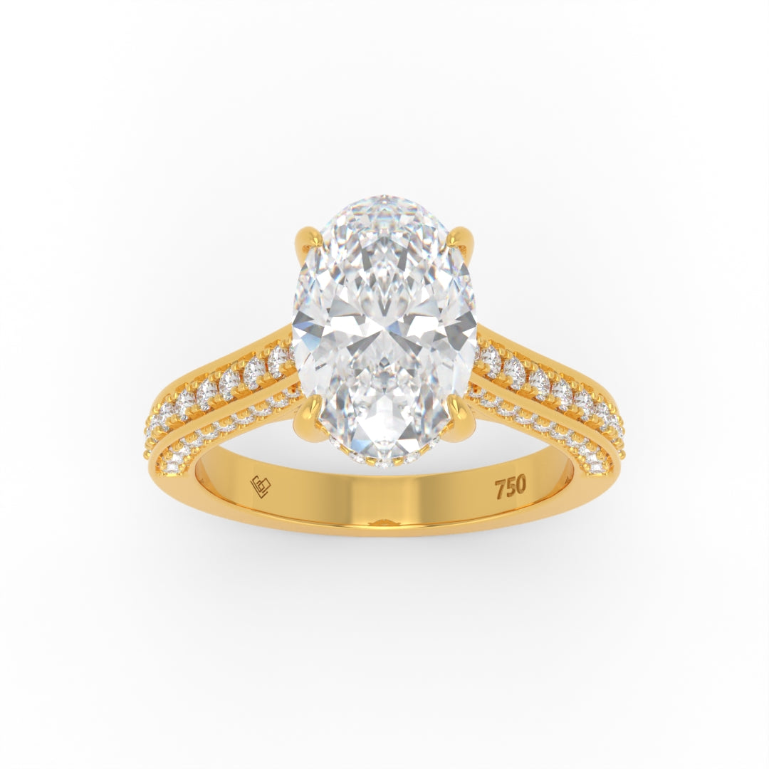 Katherine Oval Cut Engagement Ring 3D Diamond Band