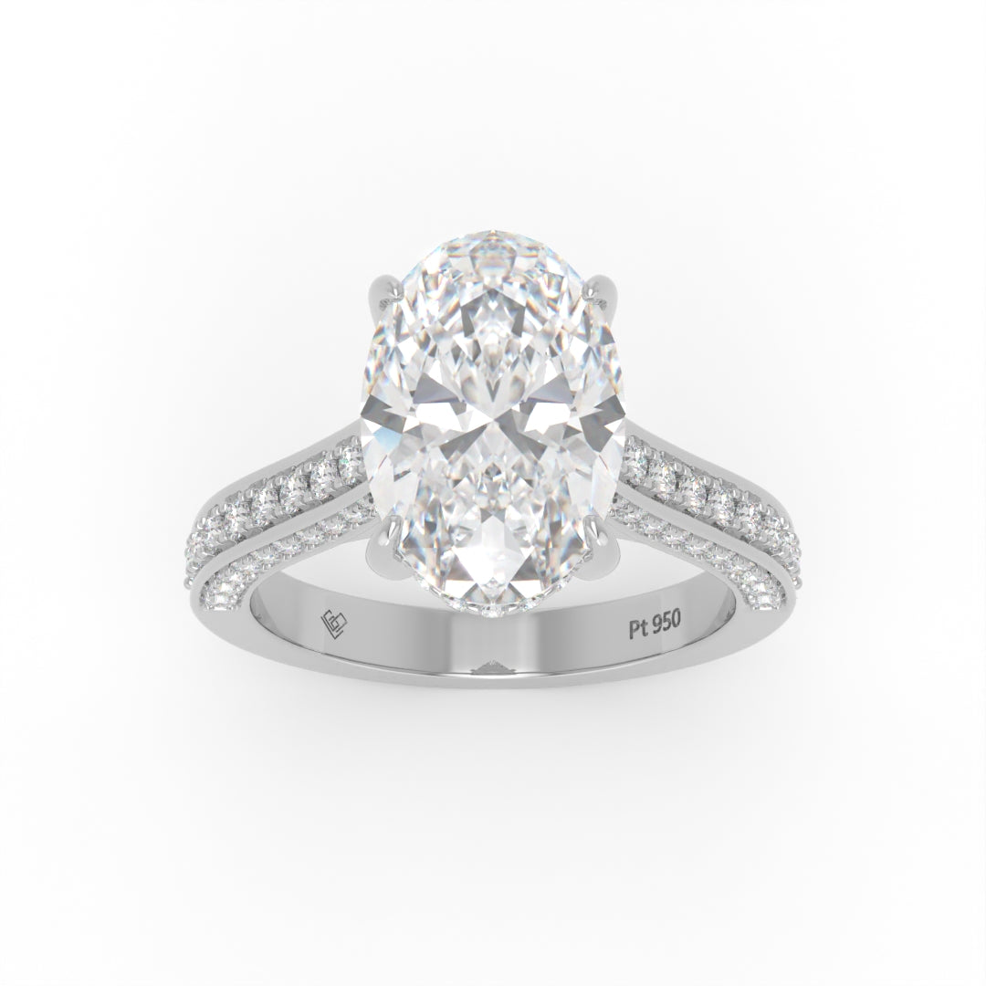 Katherine Oval Cut Engagement Ring 3D Diamond Band