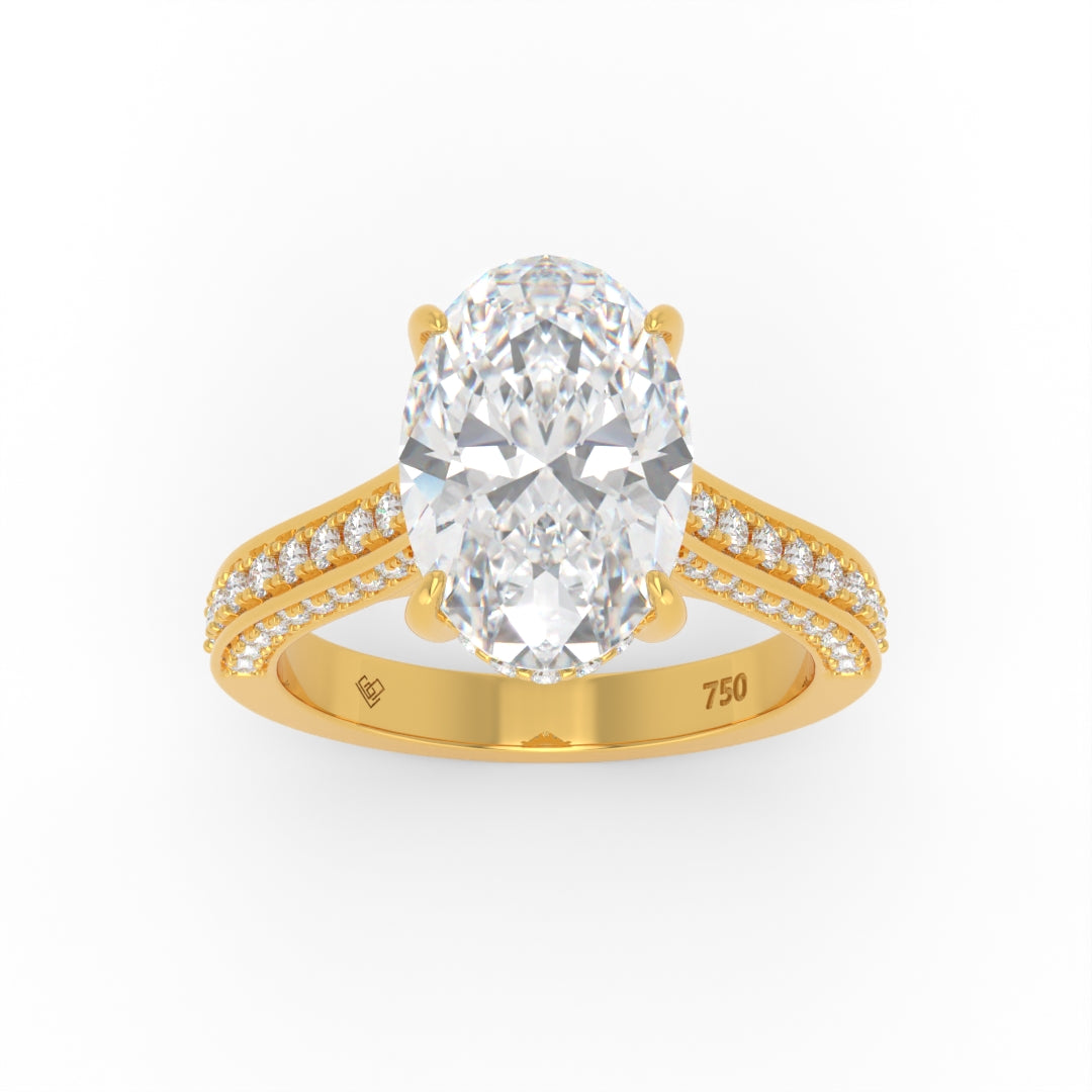 Katherine Oval Cut Engagement Ring 3D Diamond Band