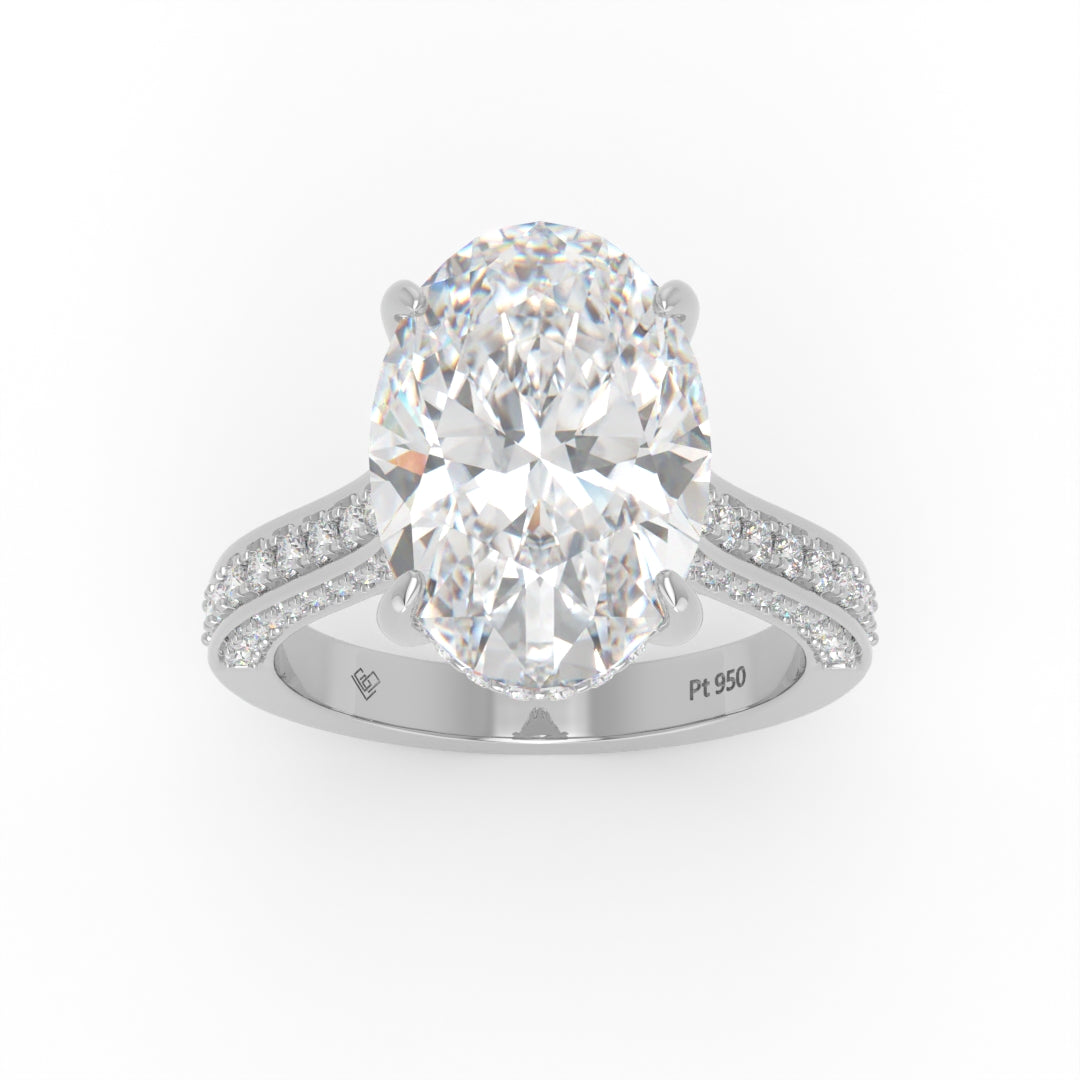 Katherine Oval Cut Engagement Ring 3D Diamond Band