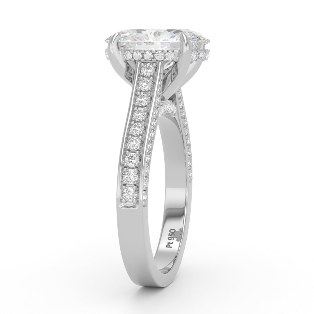 Katherine Oval Cut Engagement Ring 3D Diamond Band