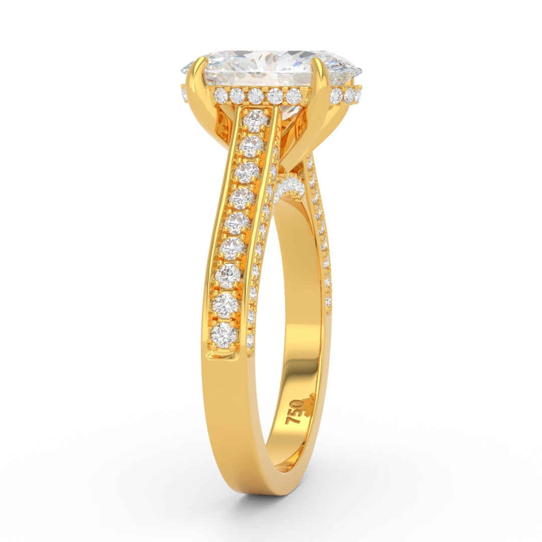 Katherine Oval Cut Engagement Ring 3D Diamond Band