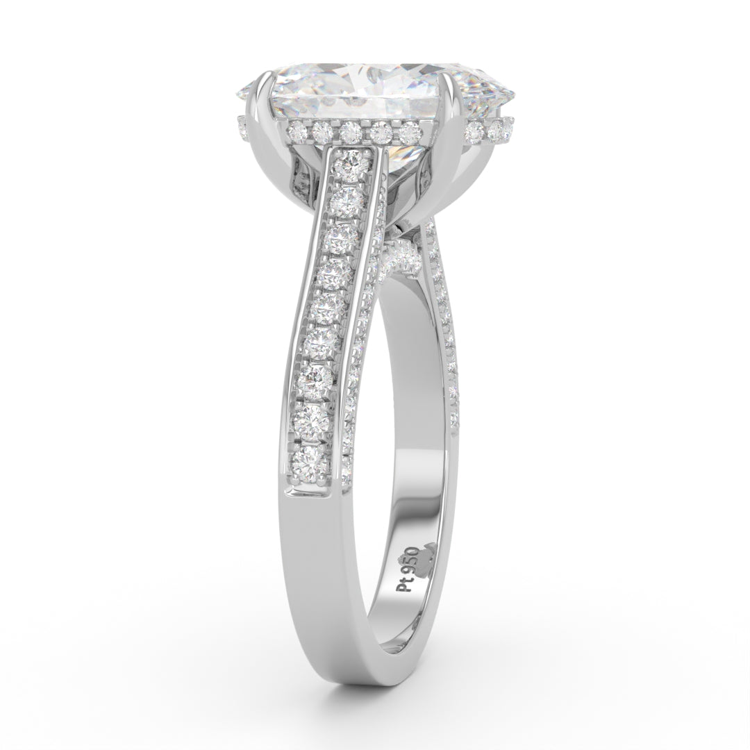 Katherine Oval Cut Engagement Ring 3D Diamond Band