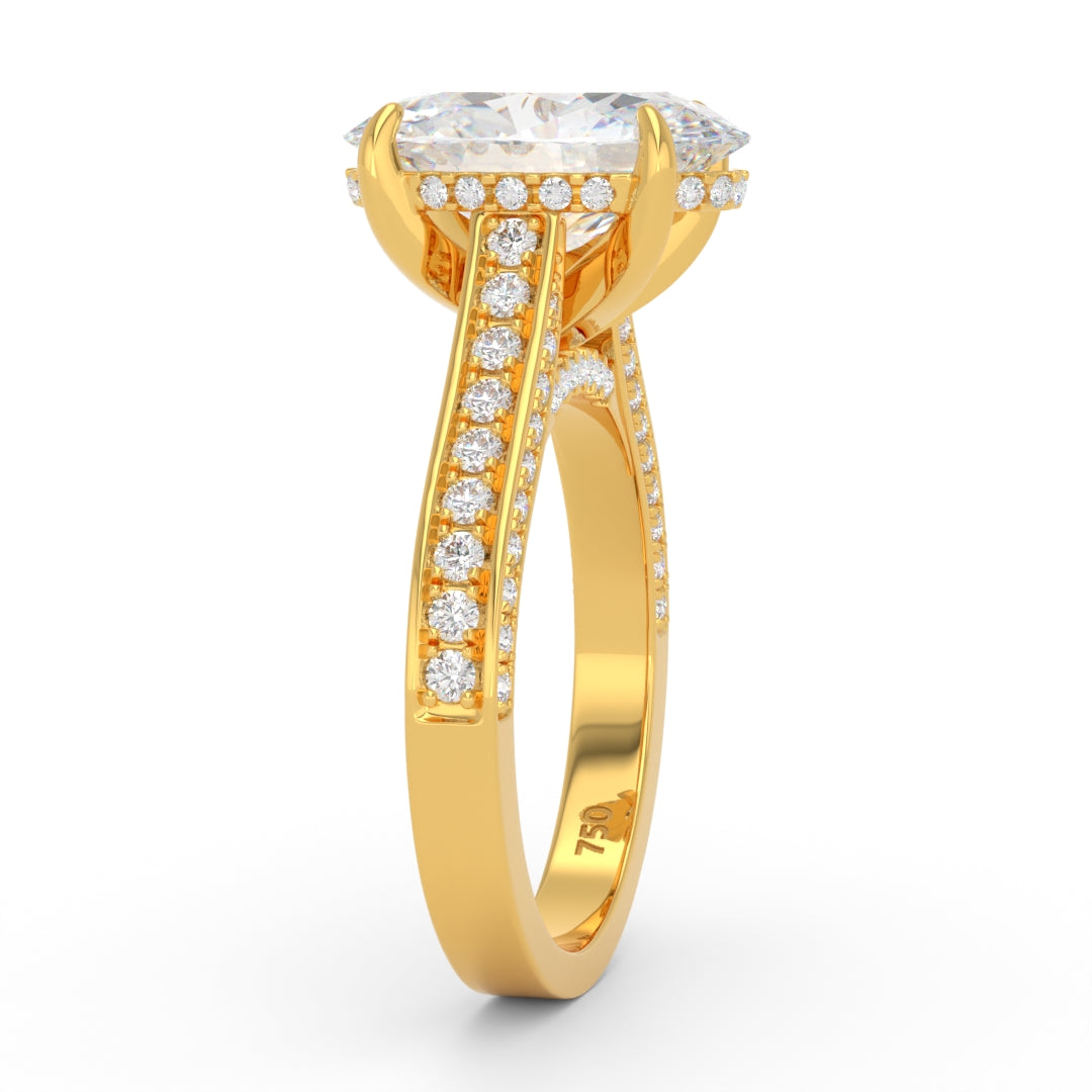 Katherine Oval Cut Engagement Ring 3D Diamond Band