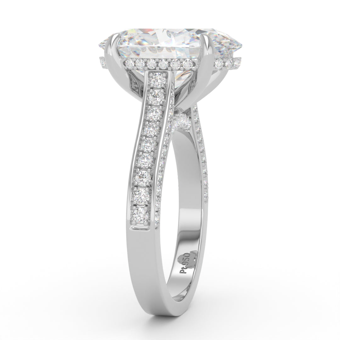 Katherine Oval Cut Engagement Ring 3D Diamond Band