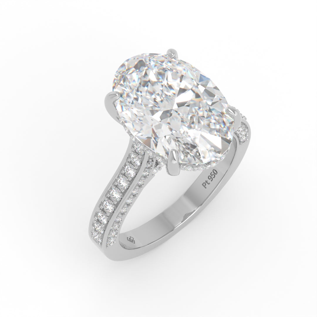 Katherine Oval Cut Engagement Ring 3D Diamond Band