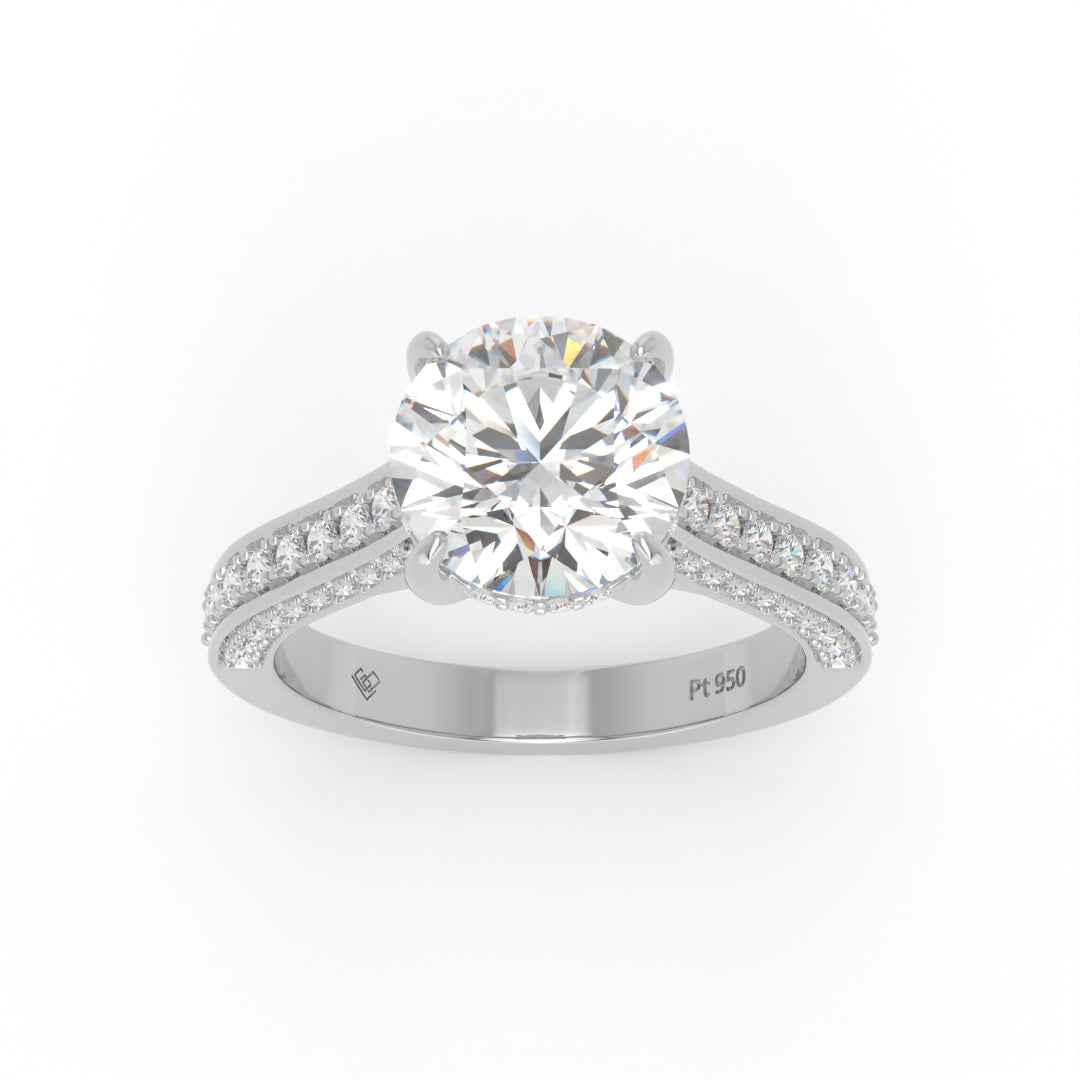 Katherine Round cut engagement ring 3D Diamond Band