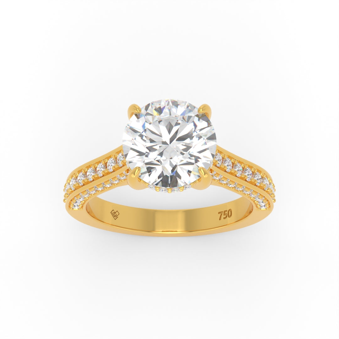 Katherine Round cut engagement ring 3D Diamond Band
