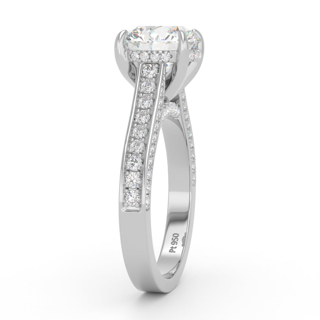 Katherine Round cut engagement ring 3D Diamond Band