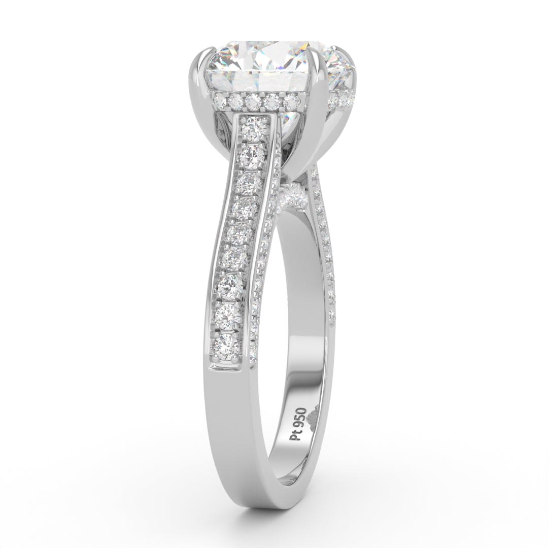 Katherine Round cut engagement ring 3D Diamond Band