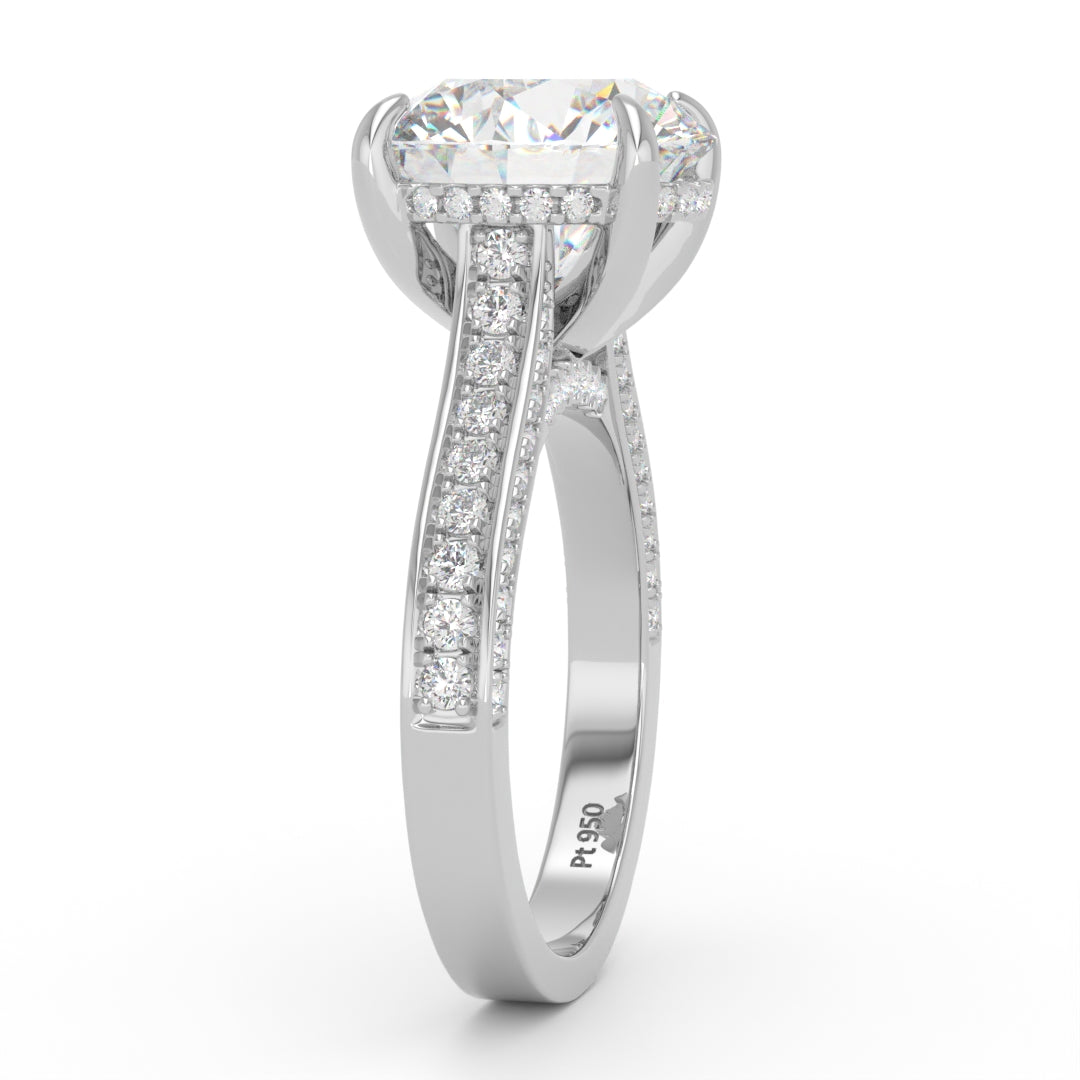 Katherine Round cut engagement ring 3D Diamond Band