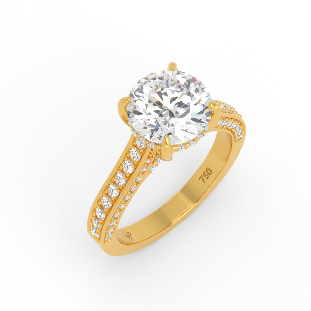 Katherine Round cut engagement ring 3D Diamond Band