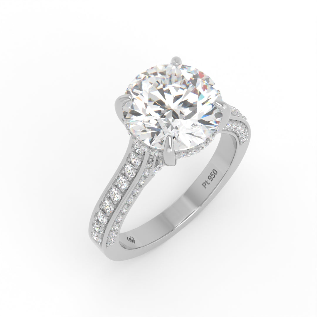 Katherine Round cut engagement ring 3D Diamond Band