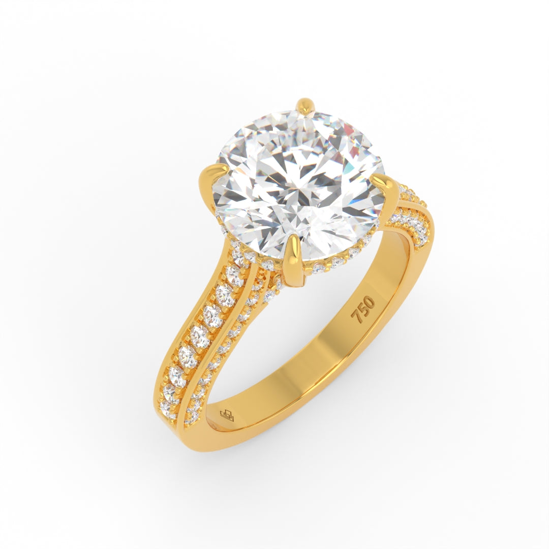 Katherine Round cut engagement ring 3D Diamond Band