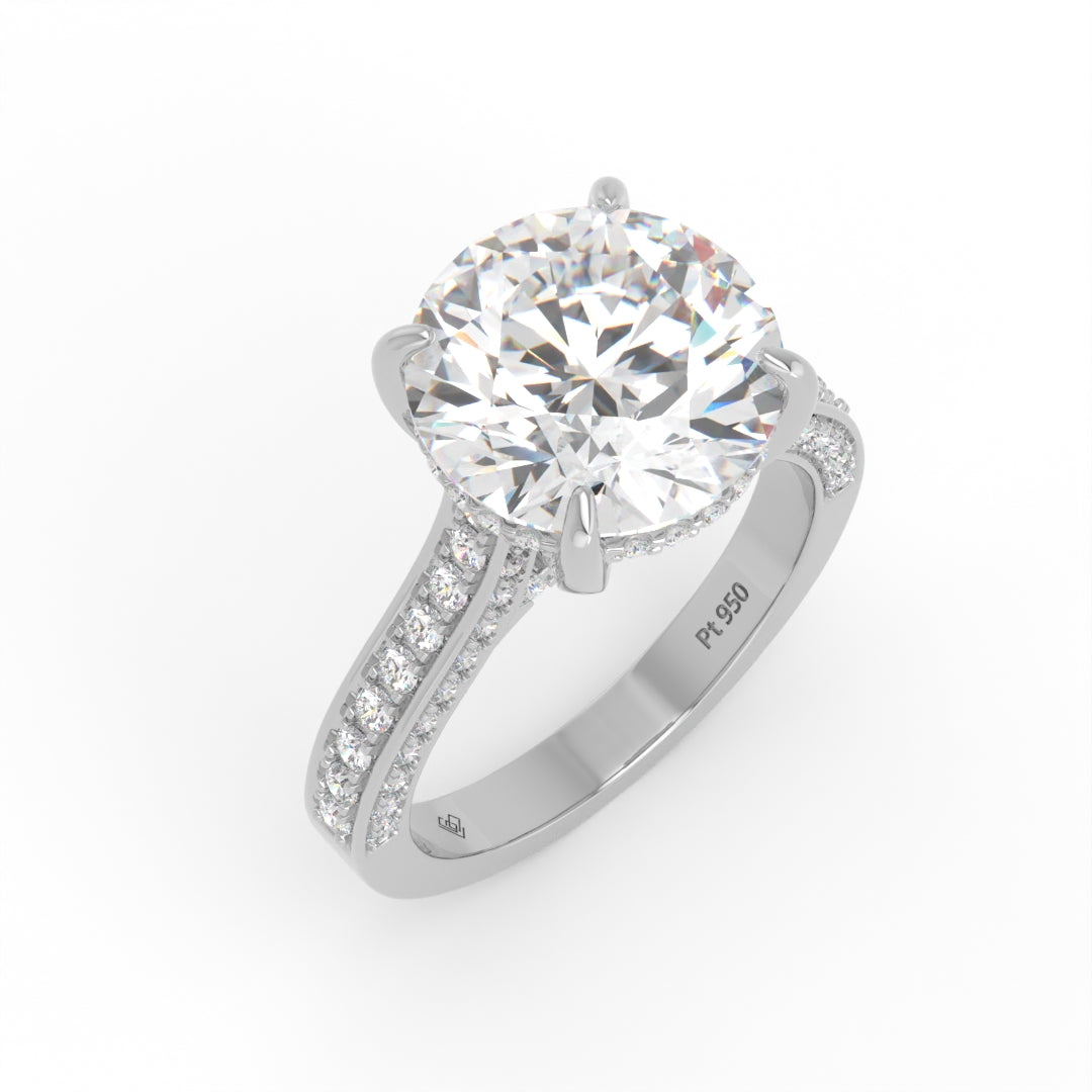 Katherine Round cut engagement ring 3D Diamond Band