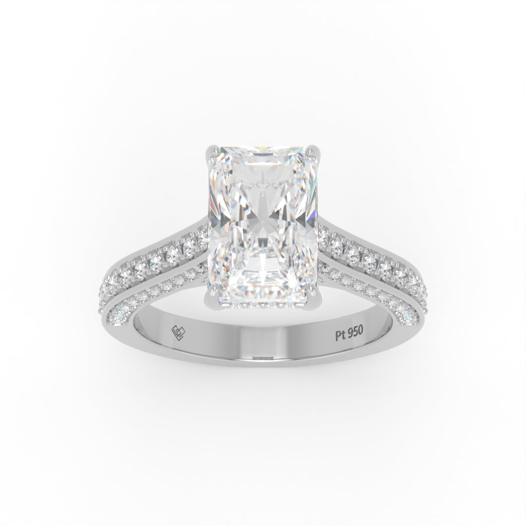Katherine Radiant cut engagement ring 3D Diamond Band