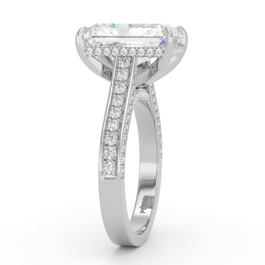 Katherine Radiant cut engagement ring 3D Diamond Band