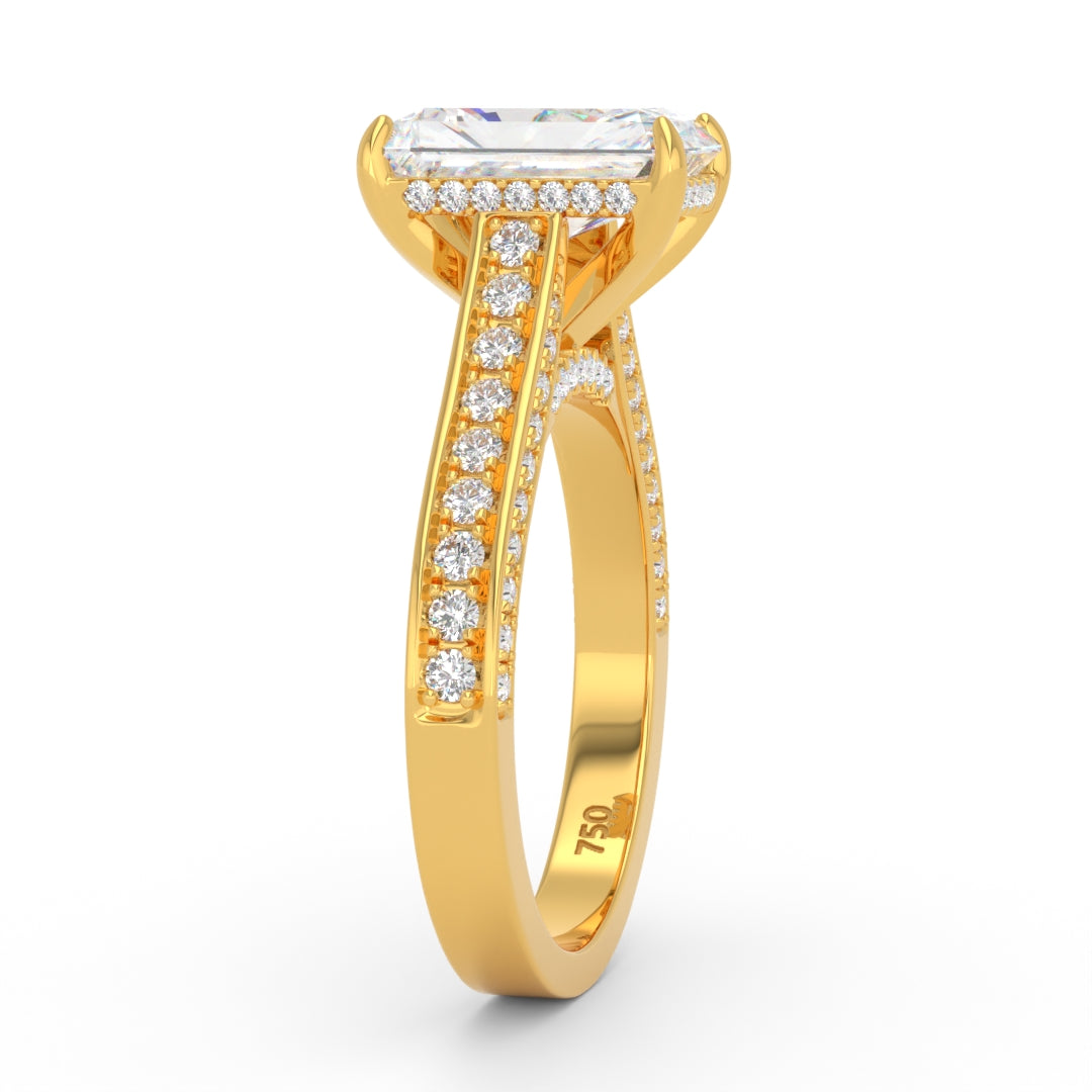 Katherine Radiant cut engagement ring 3D Diamond Band