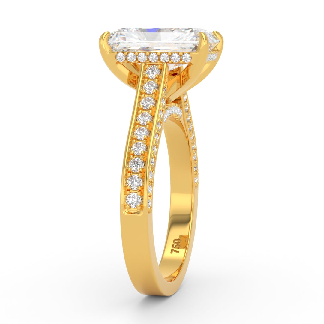 Katherine Radiant cut engagement ring 3D Diamond Band