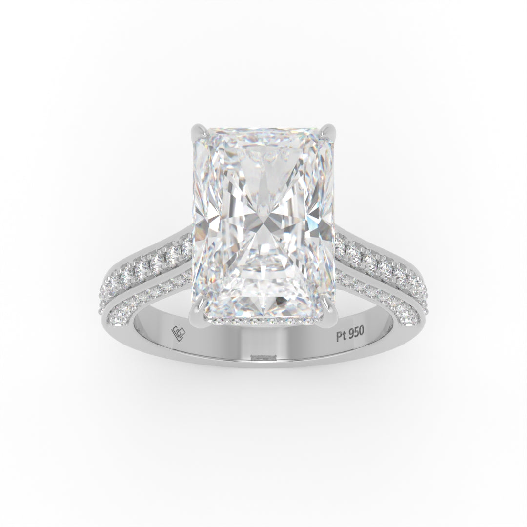 Katherine Radiant cut engagement ring 3D Diamond Band