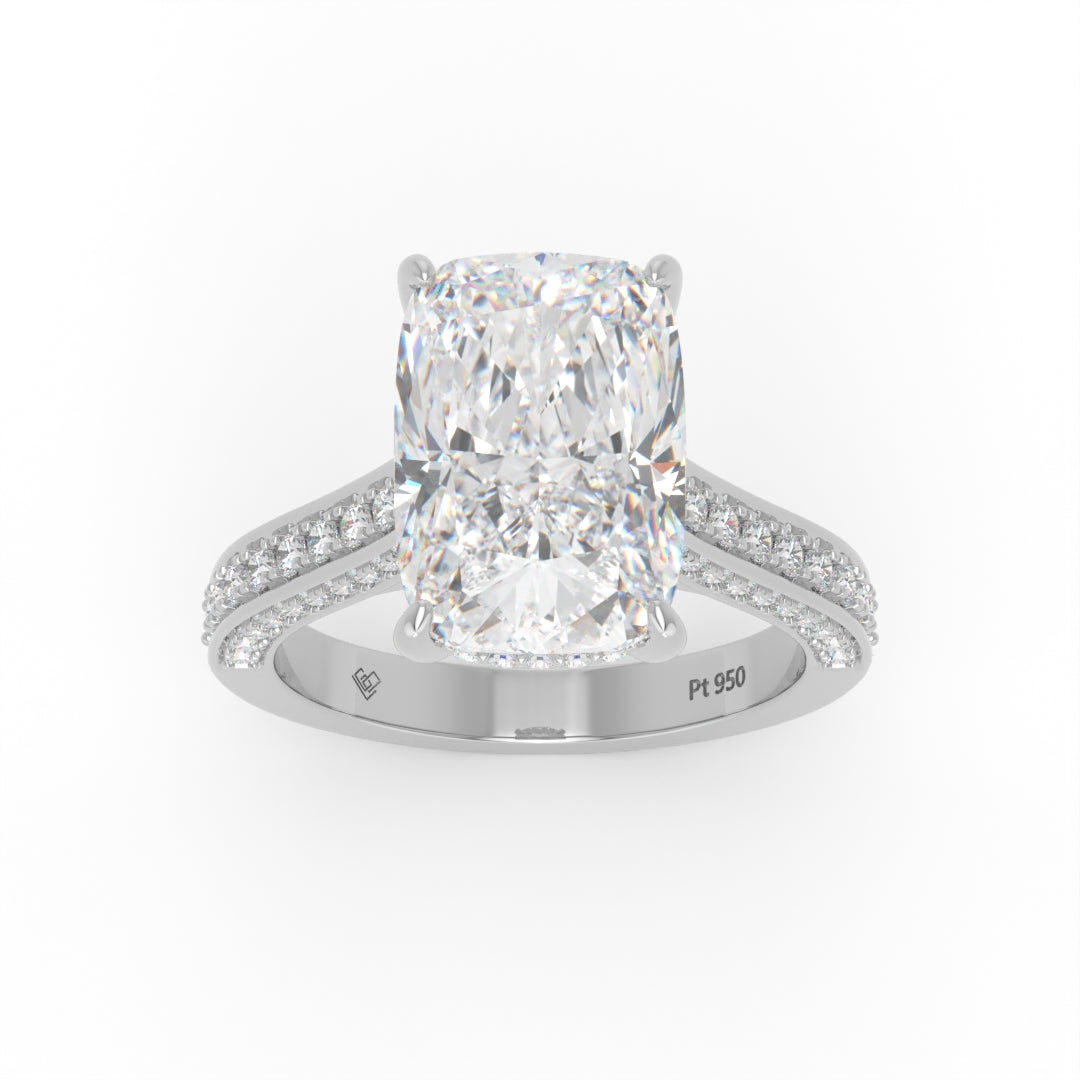 Katherine Cushion cut engagement ring 3D Diamond Band