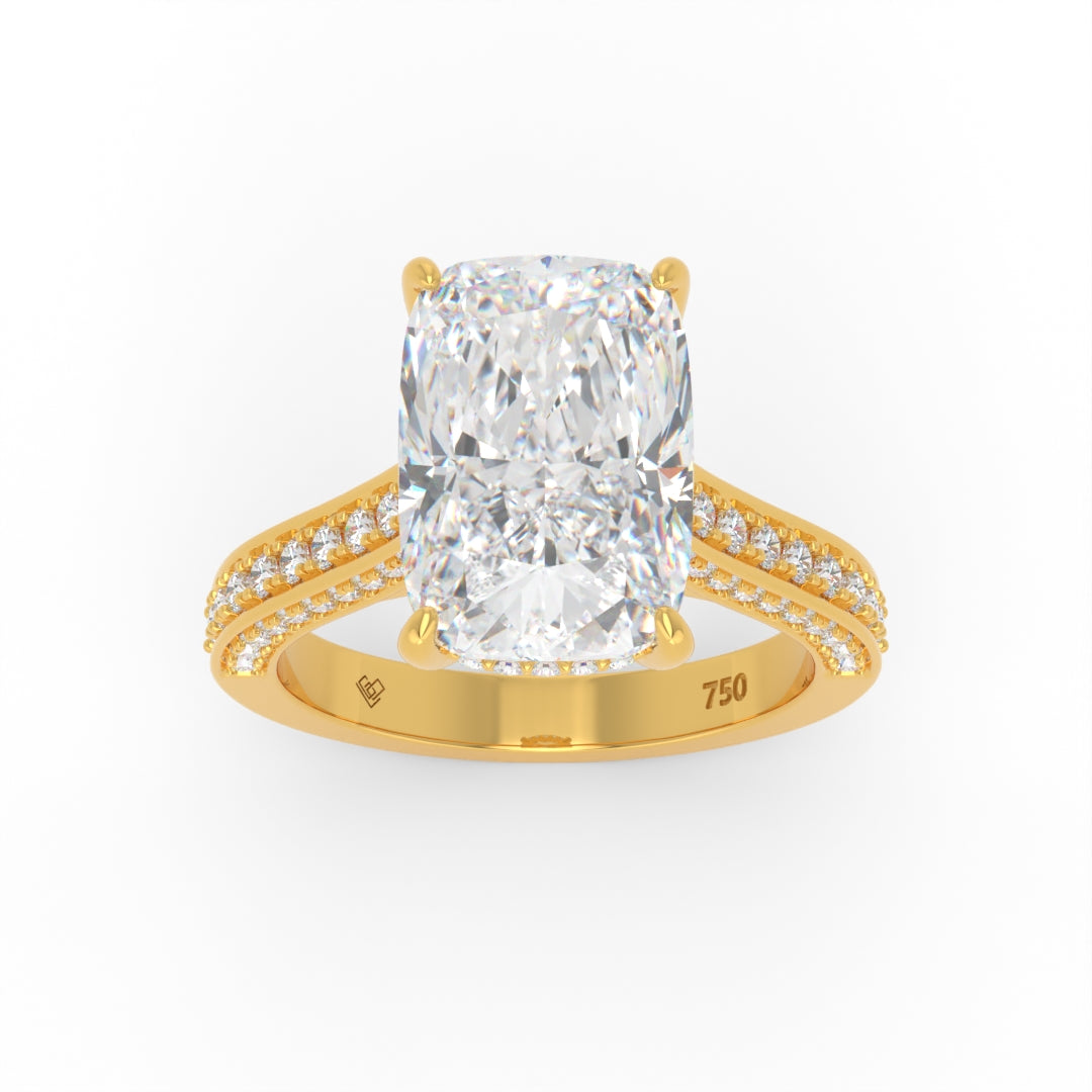 Katherine Cushion cut engagement ring 3D Diamond Band