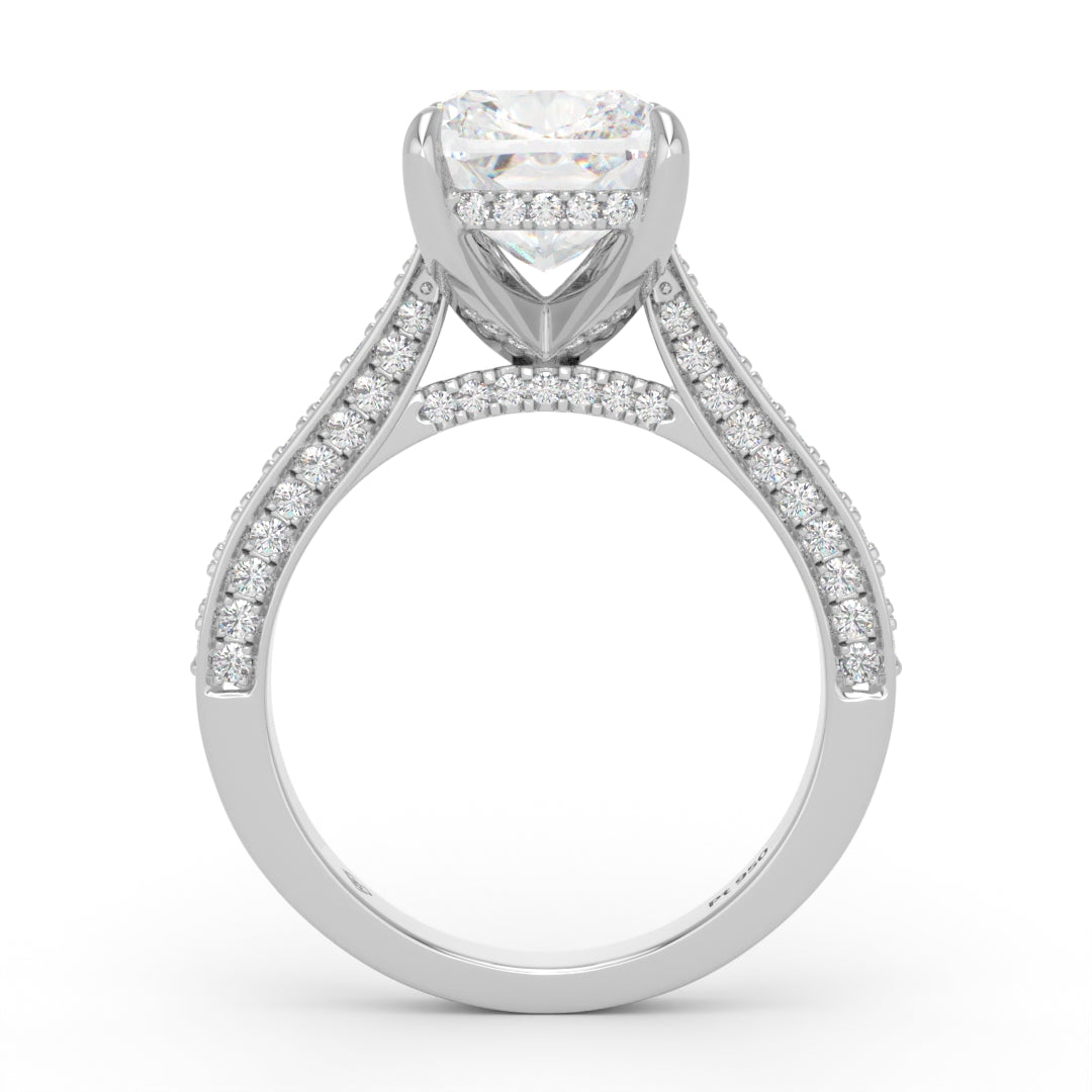 Katherine Cushion cut engagement ring 3D Diamond Band