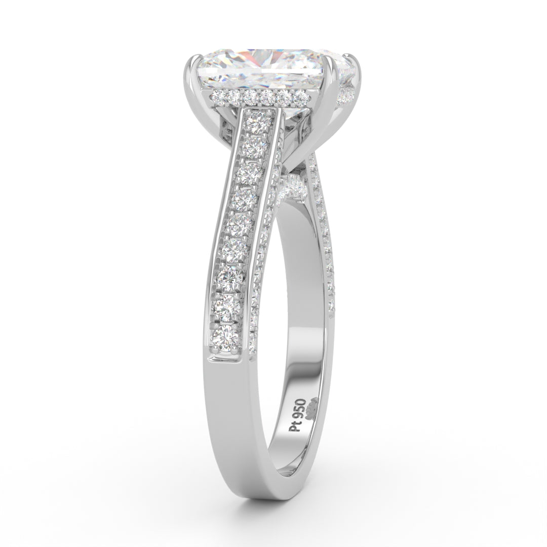 Katherine Cushion cut engagement ring 3D Diamond Band