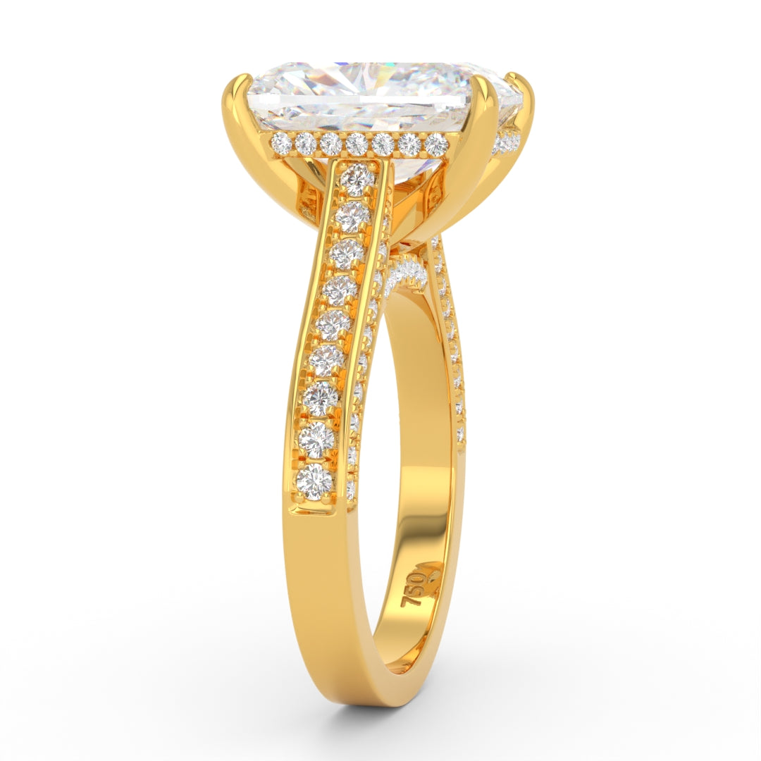 Katherine Cushion cut engagement ring 3D Diamond Band