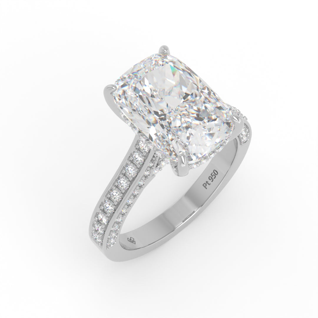 Katherine Cushion cut engagement ring 3D Diamond Band