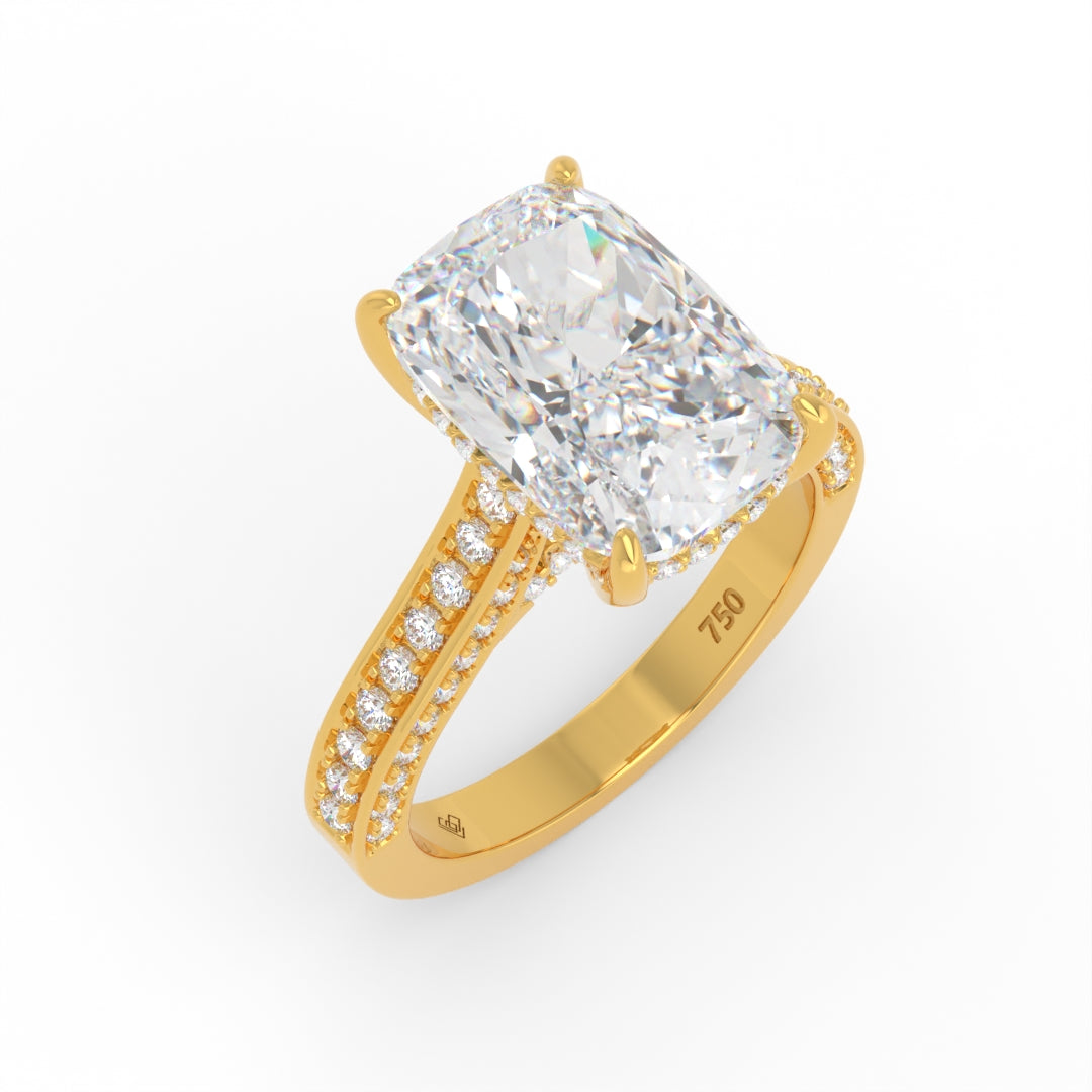 Katherine Cushion cut engagement ring 3D Diamond Band
