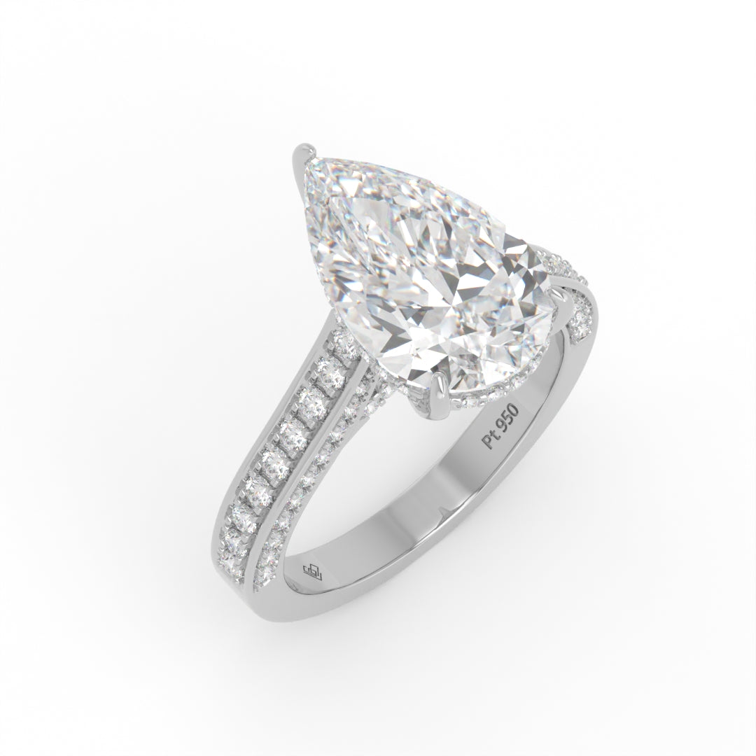 Katherine Pear cut engagement ring 3D Diamond Band