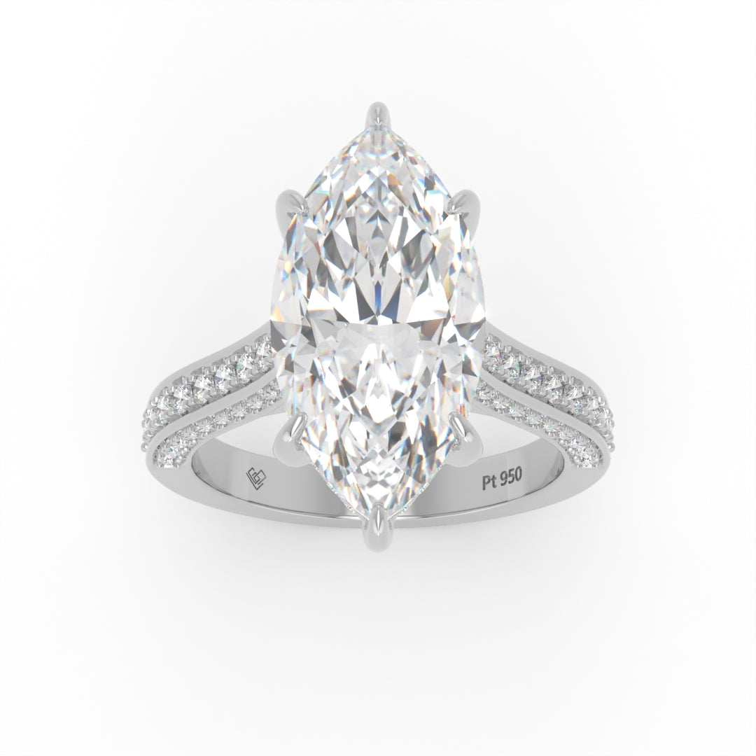 Katherine Marquise cut engagement ring 3D Diamond Band