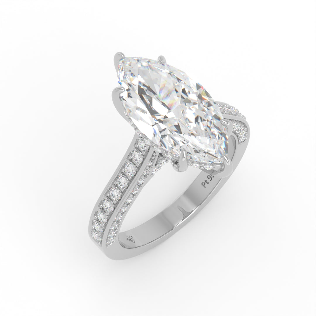 Katherine Marquise cut engagement ring 3D Diamond Band