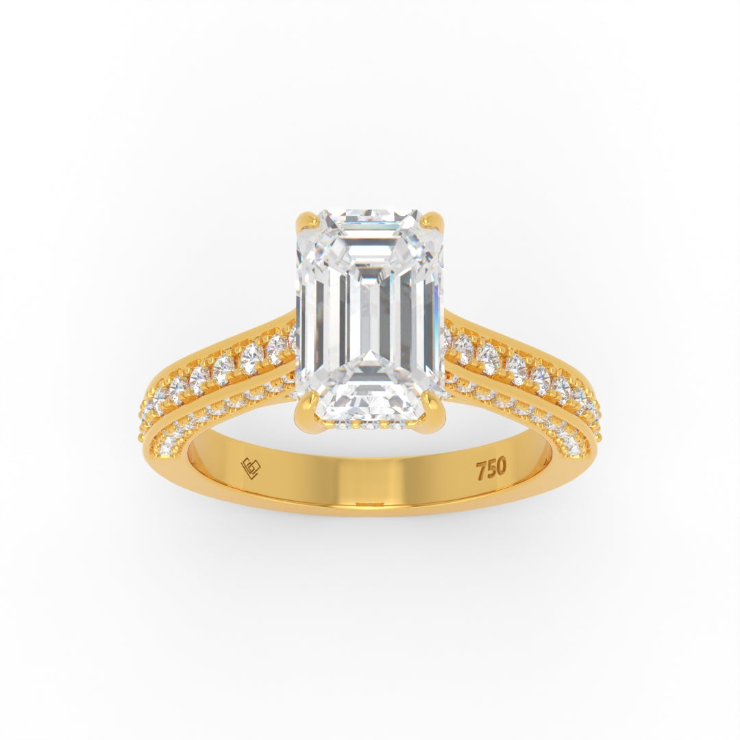 Katherine Emerald cut engagement ring 3D Diamond Band