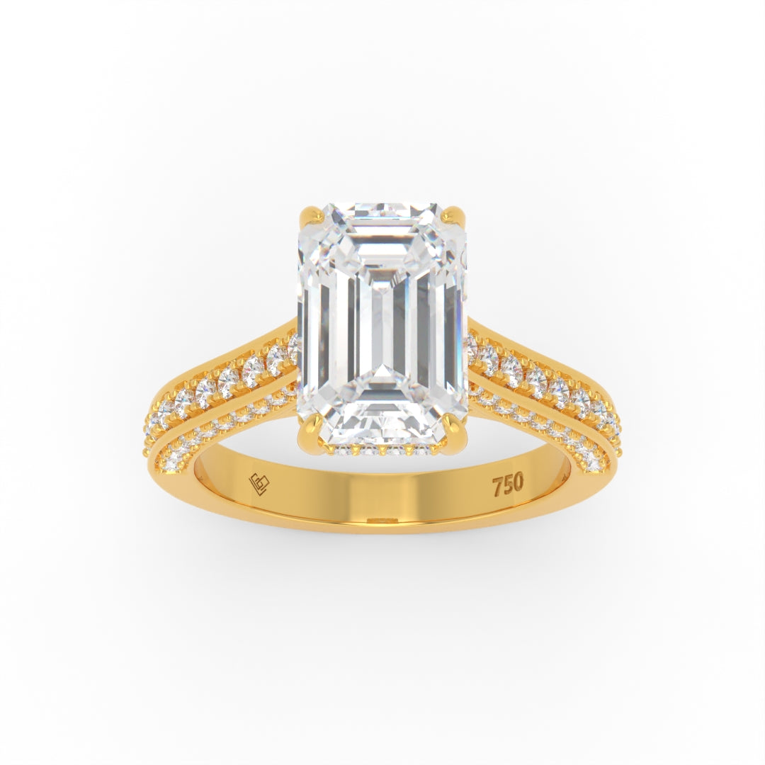 Katherine Emerald cut engagement ring 3D Diamond Band