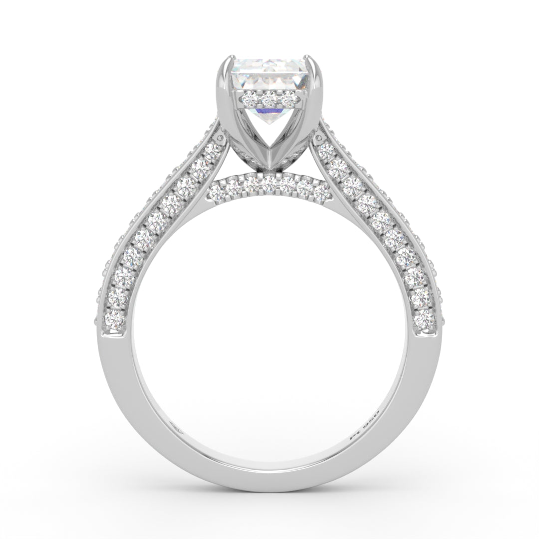 Katherine Emerald cut engagement ring 3D Diamond Band
