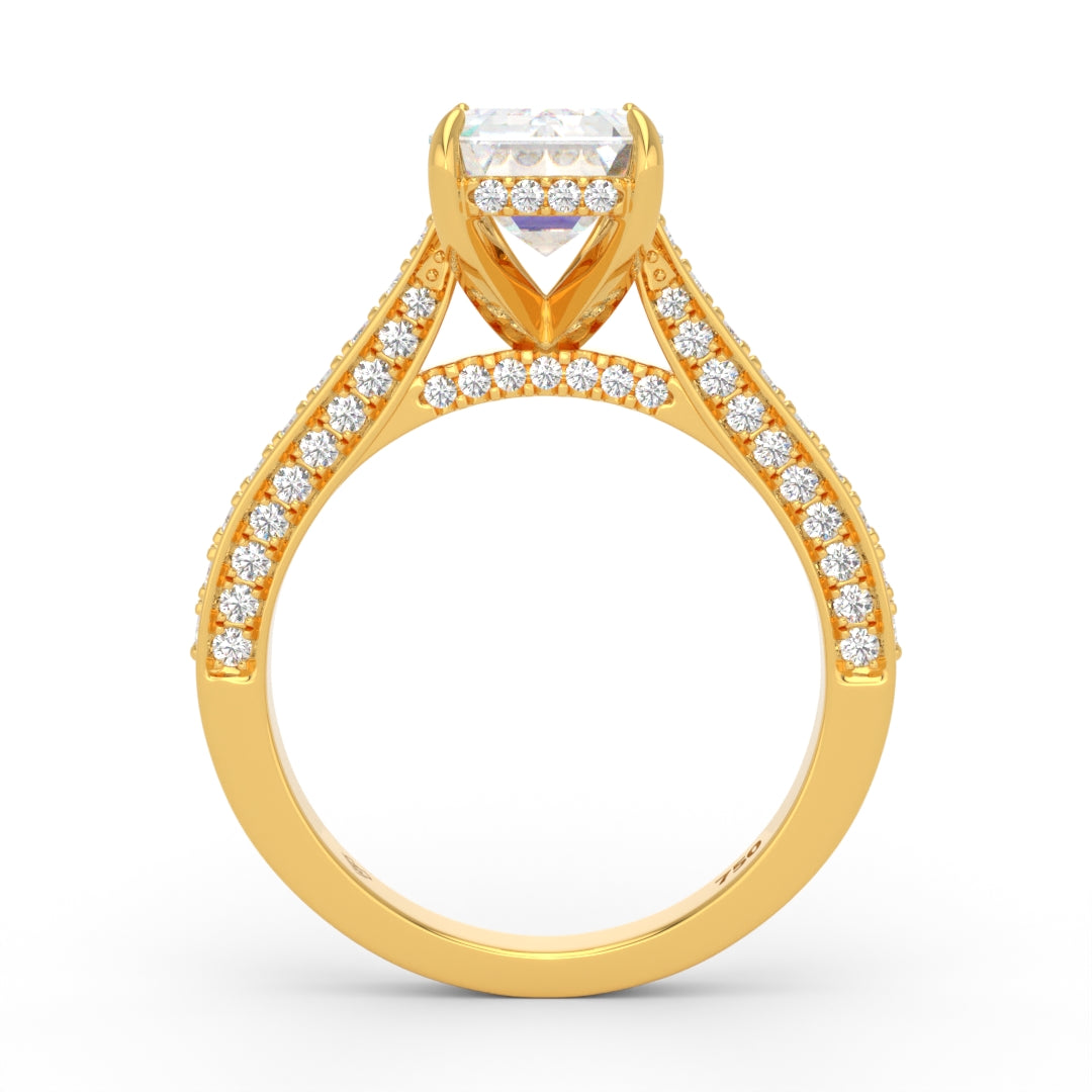 Katherine Emerald cut engagement ring 3D Diamond Band