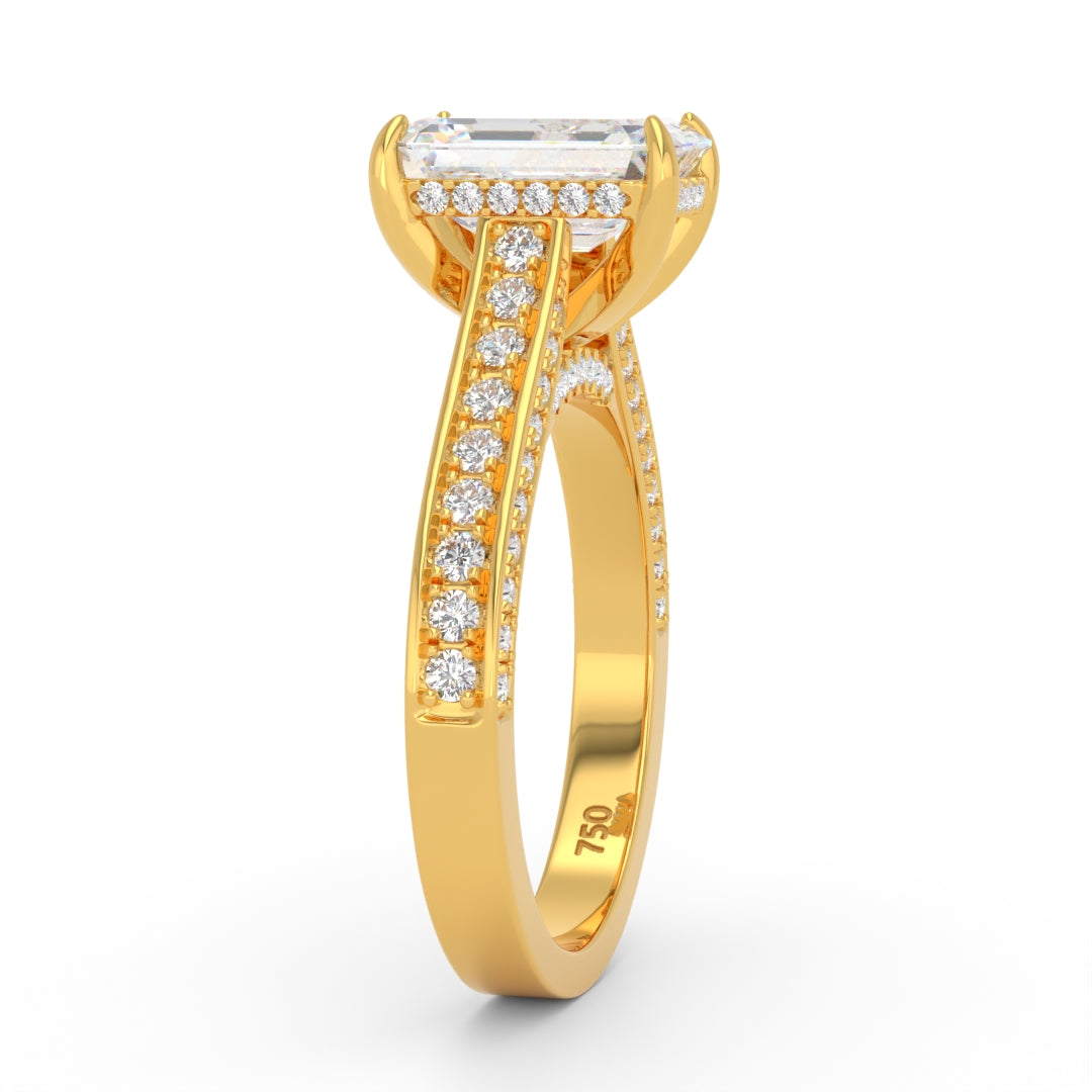 Katherine Emerald cut engagement ring 3D Diamond Band