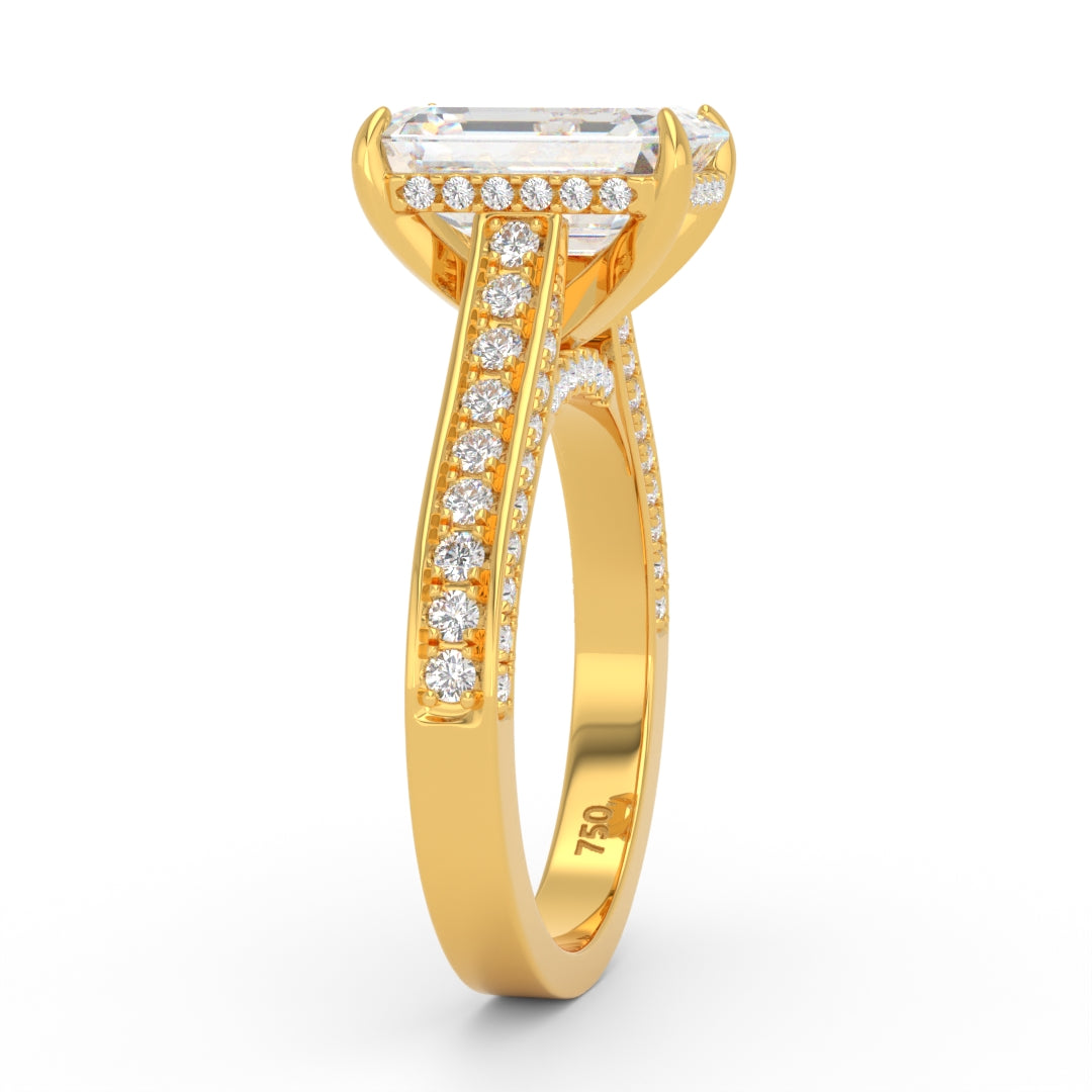 Katherine Emerald cut engagement ring 3D Diamond Band