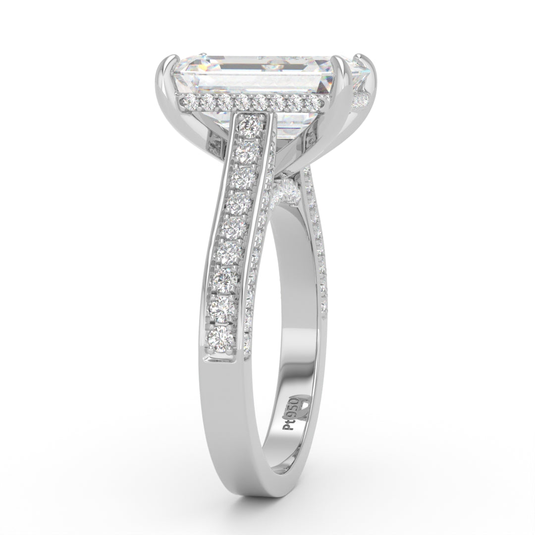 Katherine Emerald cut engagement ring 3D Diamond Band