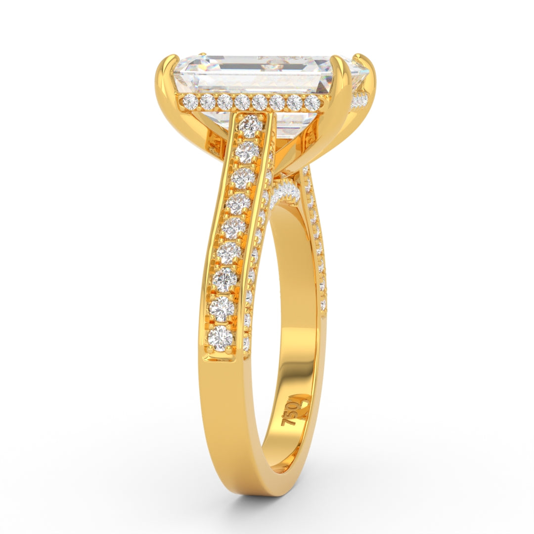 Katherine Emerald cut engagement ring 3D Diamond Band