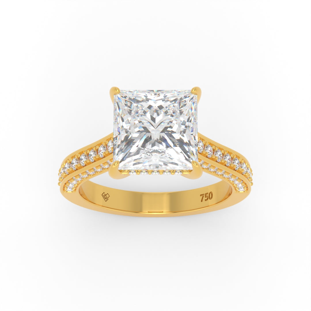 Katherine Princess cut engagement ring 3D Diamond Band