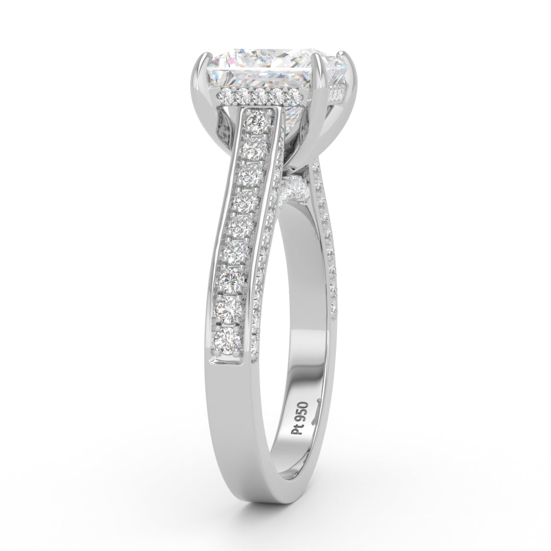 Katherine Princess cut engagement ring 3D Diamond Band